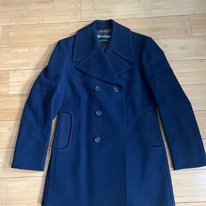 Vintage Stratojac Overcoat Peacoat Jacket Navy Blue Wool Men's Size 38